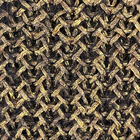 Eileen Fisher Black Gold Metallic Loose Knit Mohair Alpaca Blend Sweater XS - Picture 8 of 11